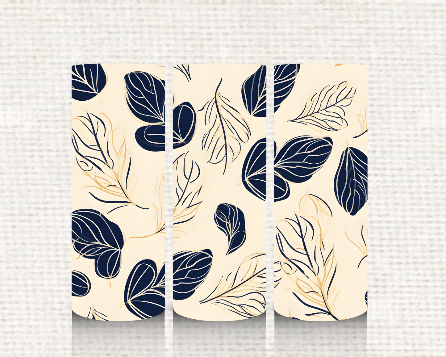 Blue Leaves on Cream