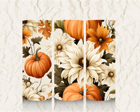 Pumpkins and Flowers